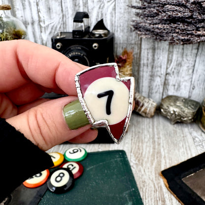Playing Games - #7 Vintage Pool Ball Ring Fine Silver Size 7/ One of a Kind.