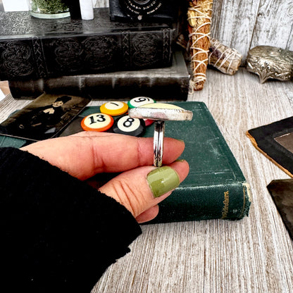Playing Games - #8 Vintage Pool Ball Ring Fine Silver Size 10.5 / One of a Kind