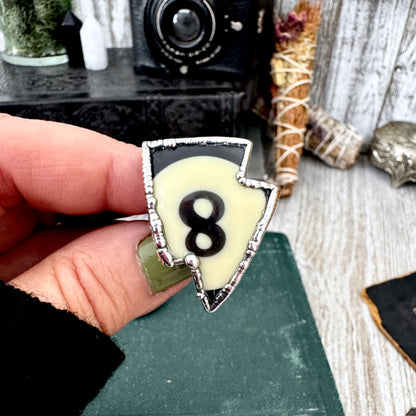Playing Games - #8 Vintage Pool Ball Ring Fine Silver Size 9.5 / One of a Kind.