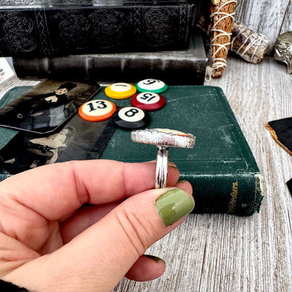 Playing Games - #5 Vintage Pool Ball Ring Fine Silver Size 8.5 / One of a Kind.