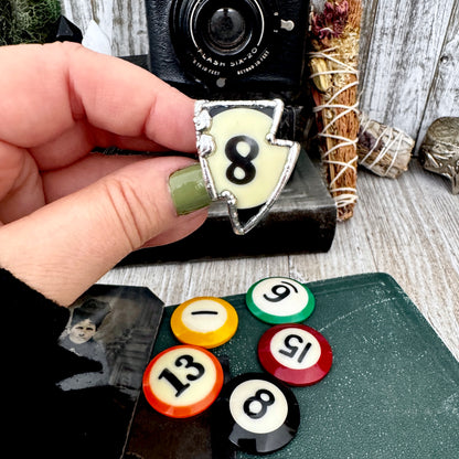 Playing Games - #8 Vintage Pool Ball Ring Fine Silver Size 9 / One of a Kind.