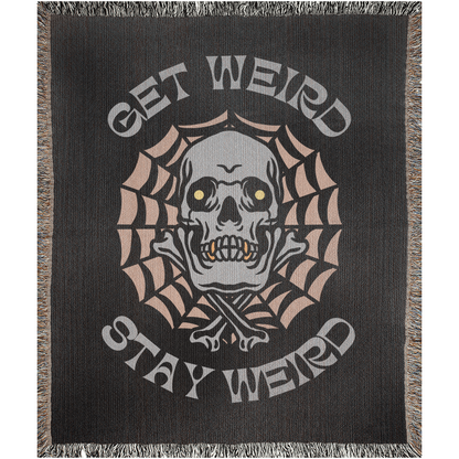 Get Weird Stay Weird Traditional Tattoo Style Woven Fringe Blanket