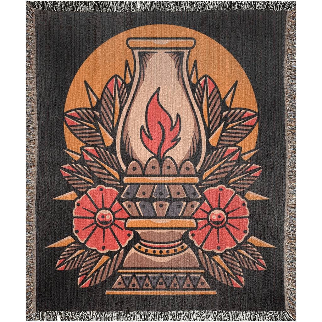 Lantern Traditional Tattoo Style - Woven Blanket