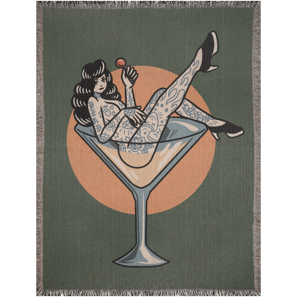 Miss Martini Traditional Tattoo Style - Woven Blanket