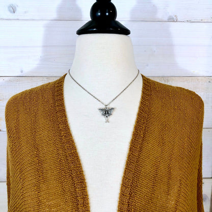 Tiny Talisman Collection - Sterling Silver Luna Moth Necklace Pendant 23x24mm /