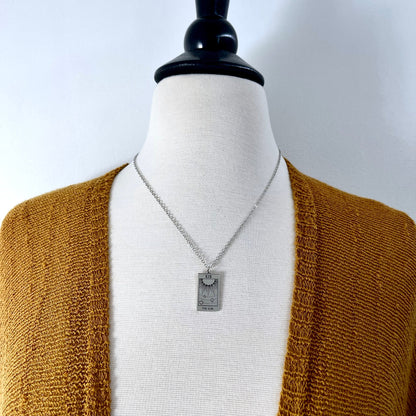 Tiny Talisman Collection - Sterling Silver The Sun Tarot Card Necklace 24x14mm /