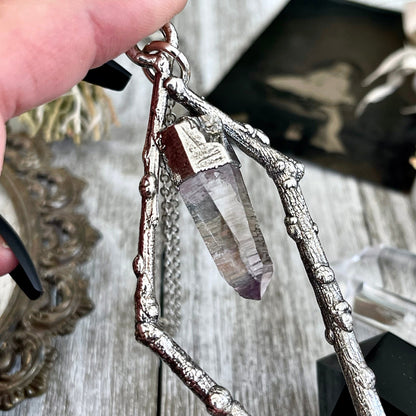 Sticks & Stones Collection- Purple Vera Cruz Amethyst Necklace in Fine Silver // Large Crystal Necklace Witchy Jewelry Gothic Pendant