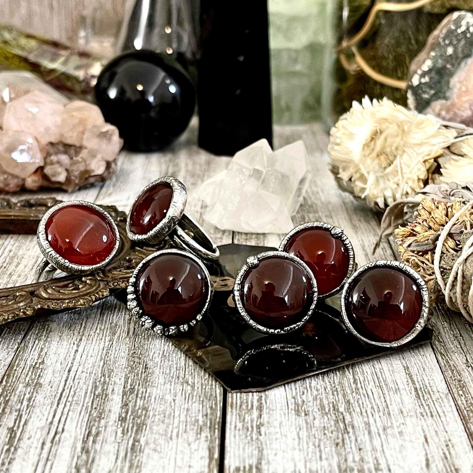 Red Carnelian Ring Fine Silver Size 5 6 7 8 9 10 / Foxlark Collection