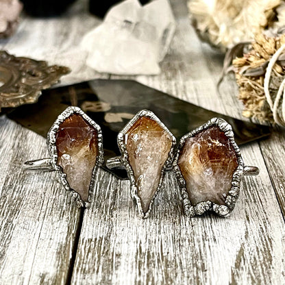 Dainty Raw Citrine Crystal Ring in Fine Silver Size 5 6 7 8 9 / / Crystal Jewelry December Birthstone Jewelry Yellow Gemstone Boho Jewelry