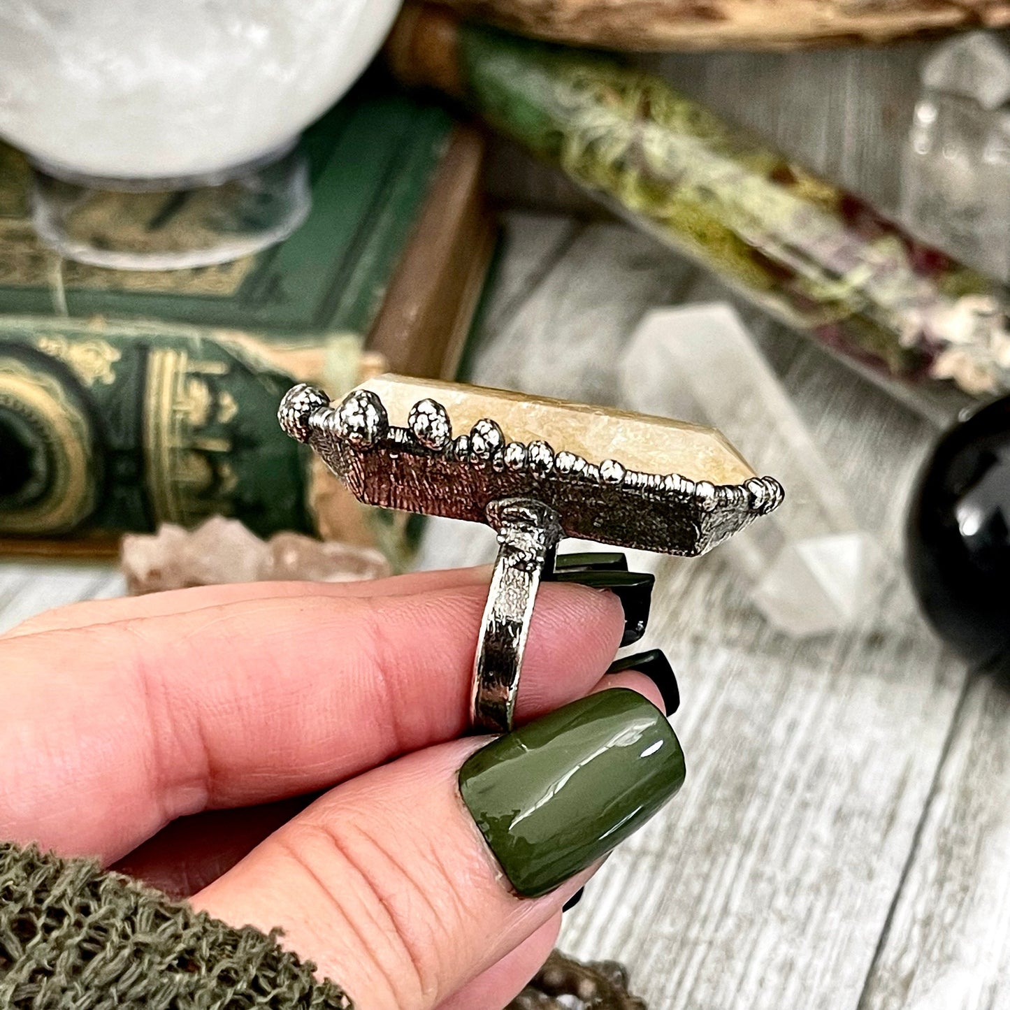 Size 7 Citrine Point Ring Set in Fine Silver / Foxlark Collection - One of a Kind