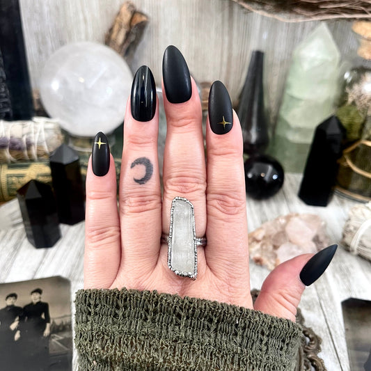 Raw Clear Quartz Crystal Point Ring Set in Fine Silver Size 5 6 7 8 9 / Foxlark Collection - One of a Kind