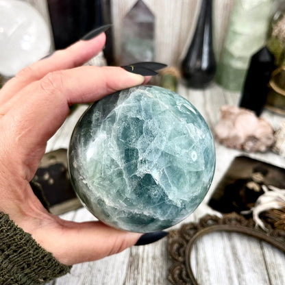 Large Green Fluorite Crystal Ball / FoxlarkCrystals /Crystal Sphere Wiccan Pagan Spells Rituals Magic Scrying Orb Metaphysical