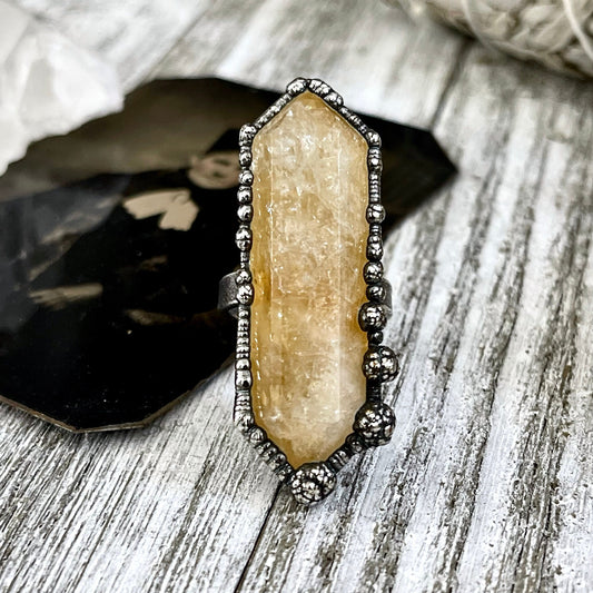 Size 7 Citrine Point Ring Set in Fine Silver / Foxlark Collection - One of a Kind