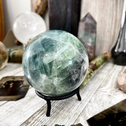 Large Green Fluorite Crystal Ball / FoxlarkCrystals /Crystal Sphere Wiccan Pagan Spells Rituals Magic Scrying Orb Metaphysical