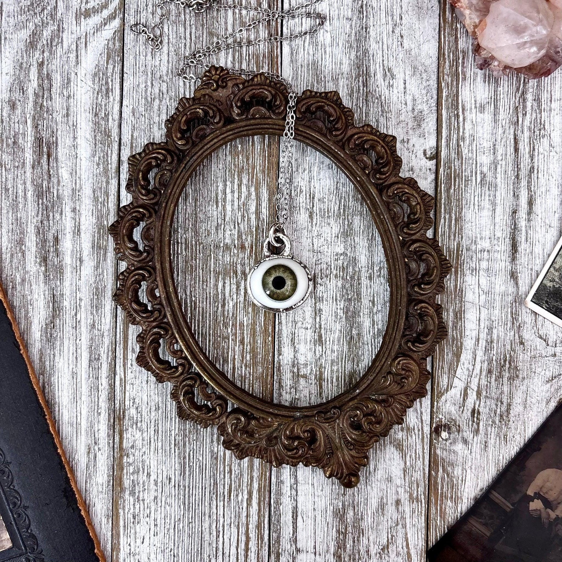 Green Iris Eye Necklace Fine Silver / Foxlark Collection - One of a Kind