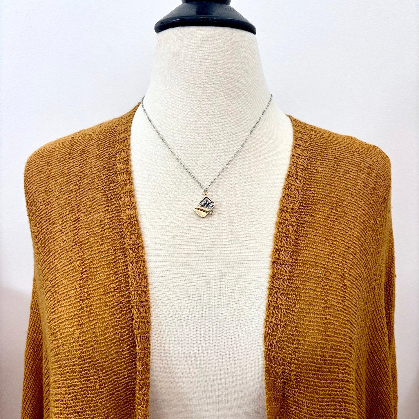 Tiny Talisman Collection - Sterling Silver Bronze Sardine Can Necklace Pendant