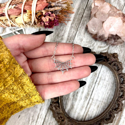 Tiny Talisman Collection - Sterling Silver Spider Web Necklace Pendant