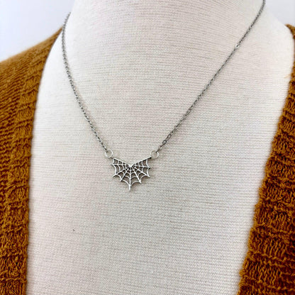 Tiny Talisman Collection - Sterling Silver Spider Web Necklace Pendant