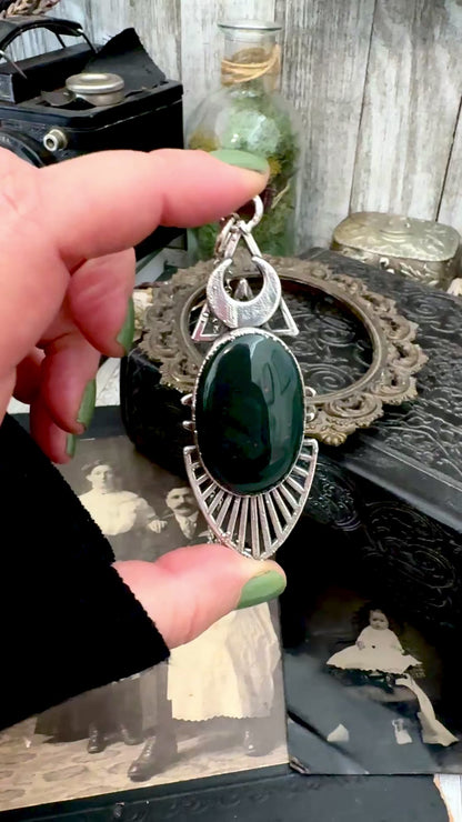 Moss & Moon Collection - Bloodstone Statement Necklace in Fine Silver / One of a Kind