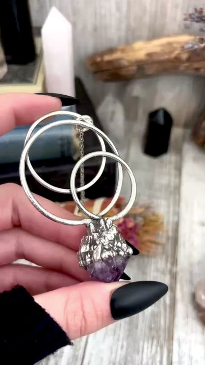 Big Raw Amethyst Necklace in Fine Silver / Foxlark Collection - One of a Kind