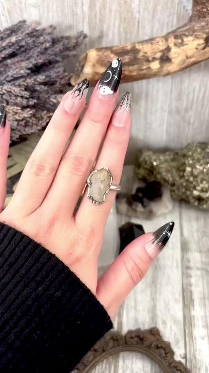 Raw Citrine Crystal Ring Fine Silver Size 9 / Foxlark Collection - One of a Kind