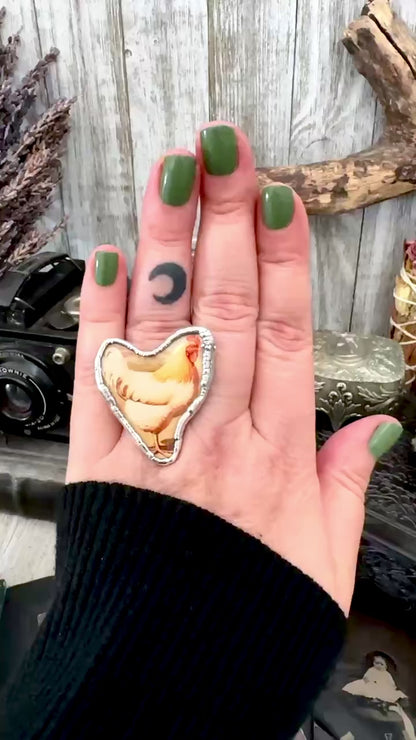 Vintage Chicken (Medium)- Fine Silver Ring Size 7.5 The Paper Projects Collection / One of a Kind