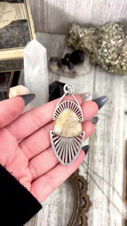 Moss & Moon Collection - Fossilized Coral Statement Necklace in Fine Silver / One of a Kind