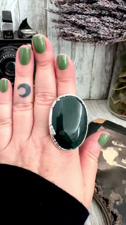 The Colossal Collection - Bloodstone Crystal Statement Ring Size 11 Fine Silver / Foxlark Collection