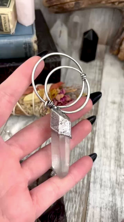 Discounted -Big Raw Clear Quartz Crystal  Necklace in Fine Silver / Foxlark Collection - One of a Kind