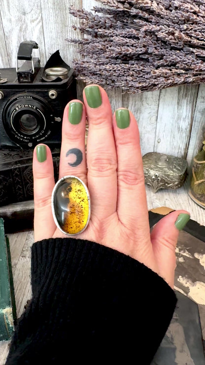 The Colossal Collection - Baltic Amber Ring Fine Silver Size 7.5 / One of a Kind