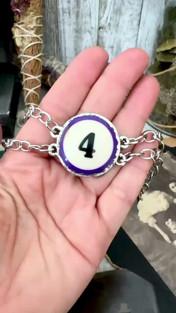 Playing Games - #4 Pool Ball Bracelet Fine Silver / One of a Kind.