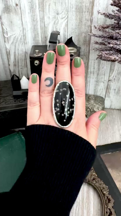 The Colossal Collection - Galaxy Obsidian Ring Set in Fine Silver Size 8.5 / One of a Kind