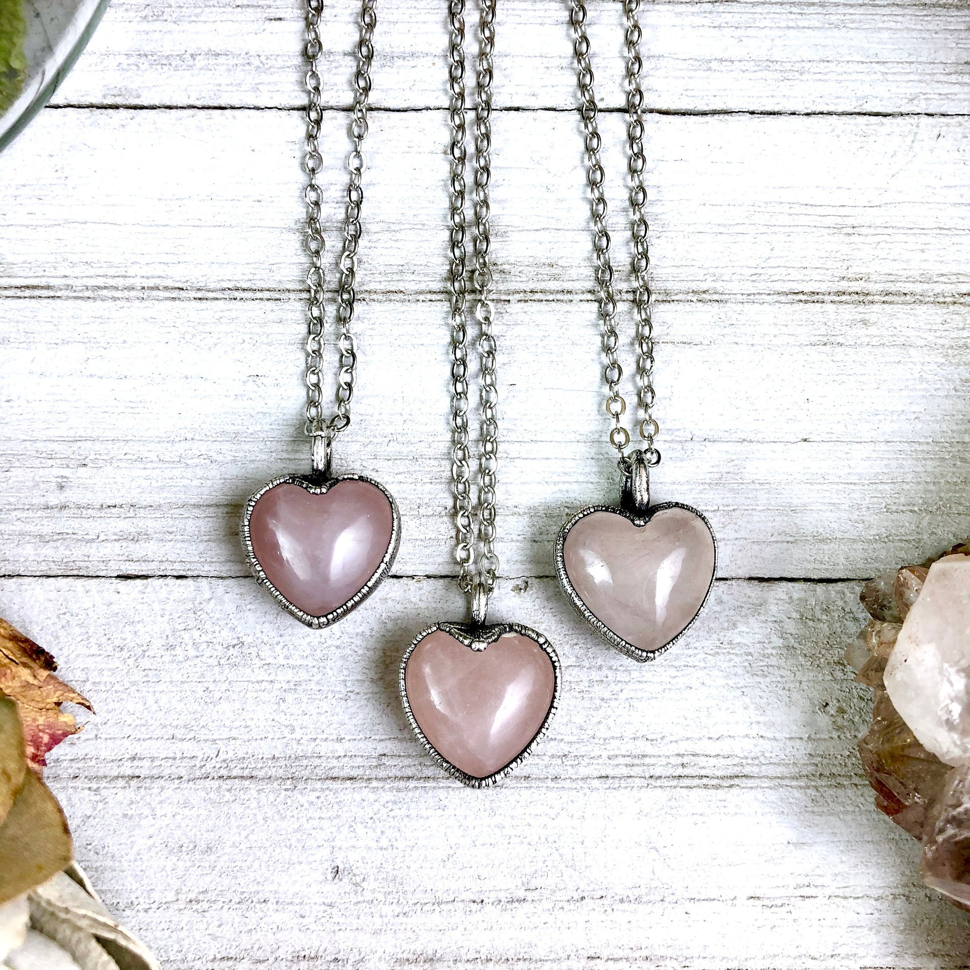 Bridesmaid Gift, Crystal heart, Crystal Necklace, Crystal Necklaces, Etsy ID: 739789896, FOXLARK- NECKLACES, Heart Necklace, Heart Pendant, Jewelry, Necklaces, Pink Crystal, Pink Crystal Heart, Pink Stone Necklace, Rose Quartz HeaRT, Rose Quartz Necklace,