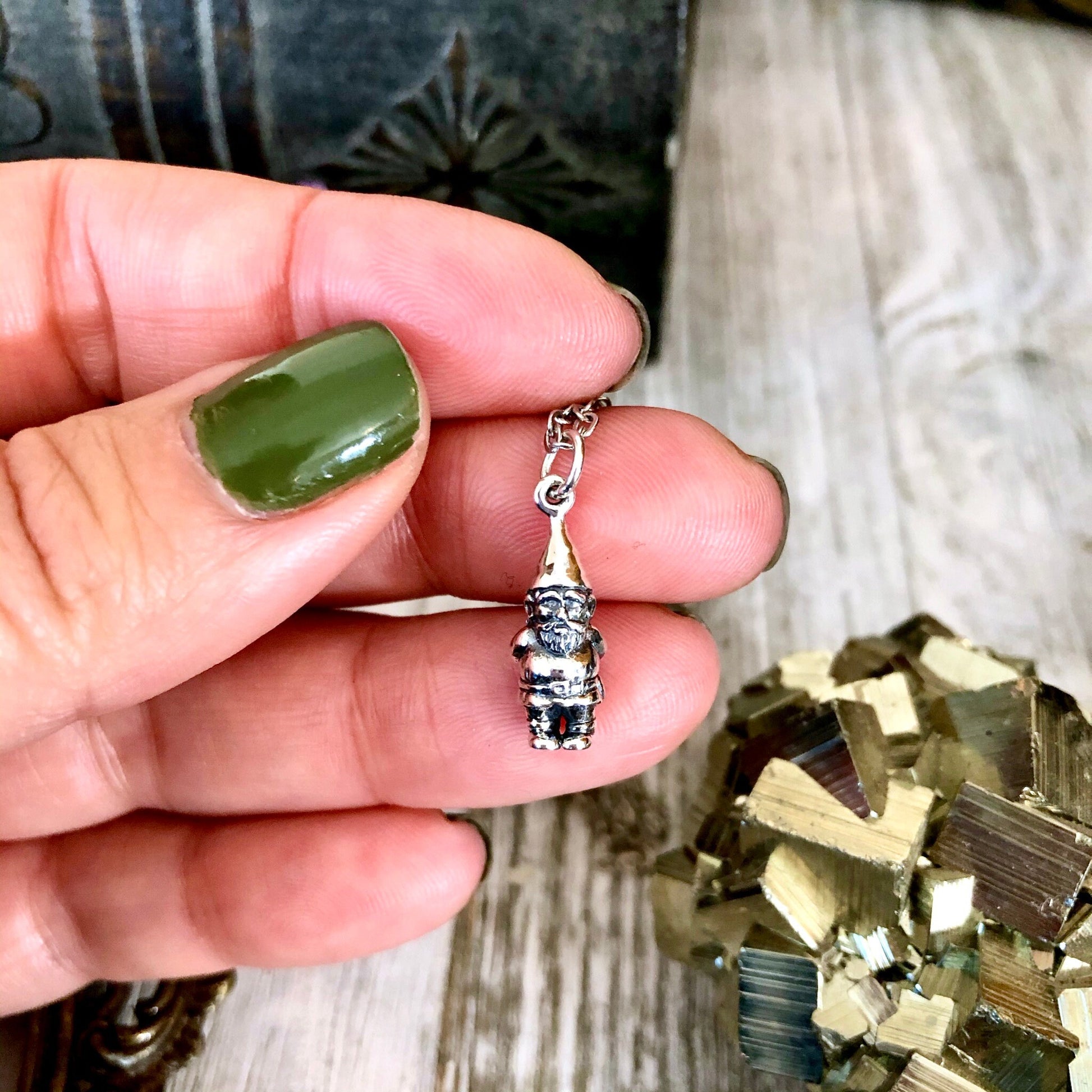 925 Sterling Silver, boho jewelry, Etsy ID: 921340603, Foxlark Alchemy, Garden Gnome, Geometric Necklace, Gift for Woman, Gothic Jewelry, Jewelry, Necklaces, Pendants, Sterling Silver, Talisman Necklace, TINY TALISMANS, Witch Jewelry, Witch necklace, Witc