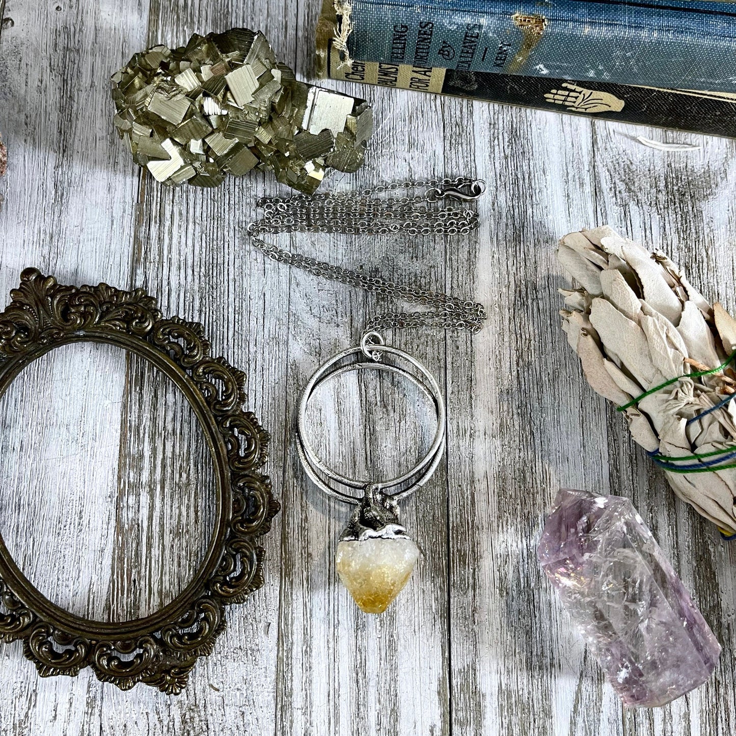 Large Citrine Necklace / Big Crystal Necklace Silver / Foxlark Collection - One of a Kind