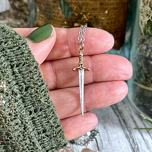 Tiny Talisman Collection - Sterling Silver Sword or Dagger Pendant with Bronze Handle 41x10mm / Curated Collection 925
