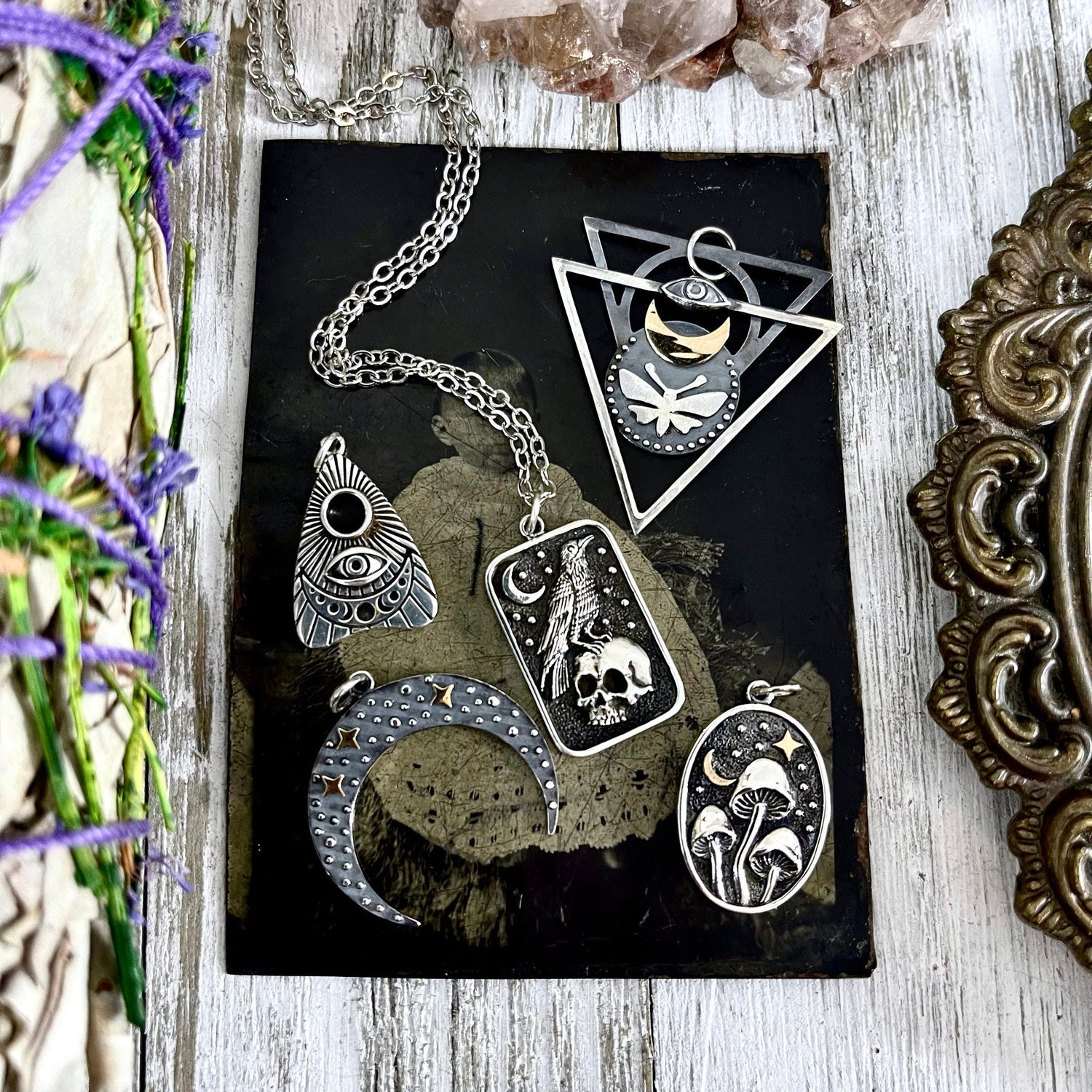 Tiny Talisman Collection - Sterling Silver Ouija Planchette Pendant 25x15mm / Curated by Foxlark Collection - 925