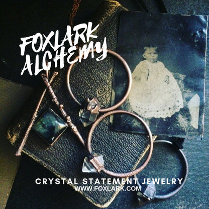 Midnight Moon Crystal Necklace Silver Sheen Necklace in Sterling Silver / Designed by FOXLARK Collection.
