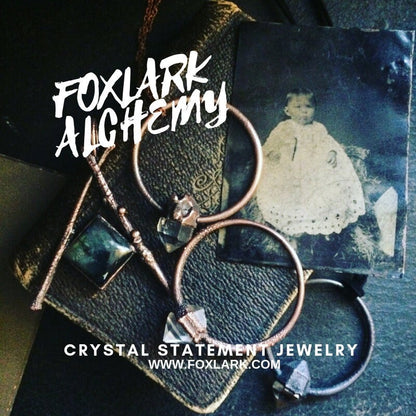 Big Labradorite Crystal Statement Ring in Sterling Silver - Designed by FOXLARK Collection Adjusts to size 6,7,8,9, or 10 | Blue Stone.