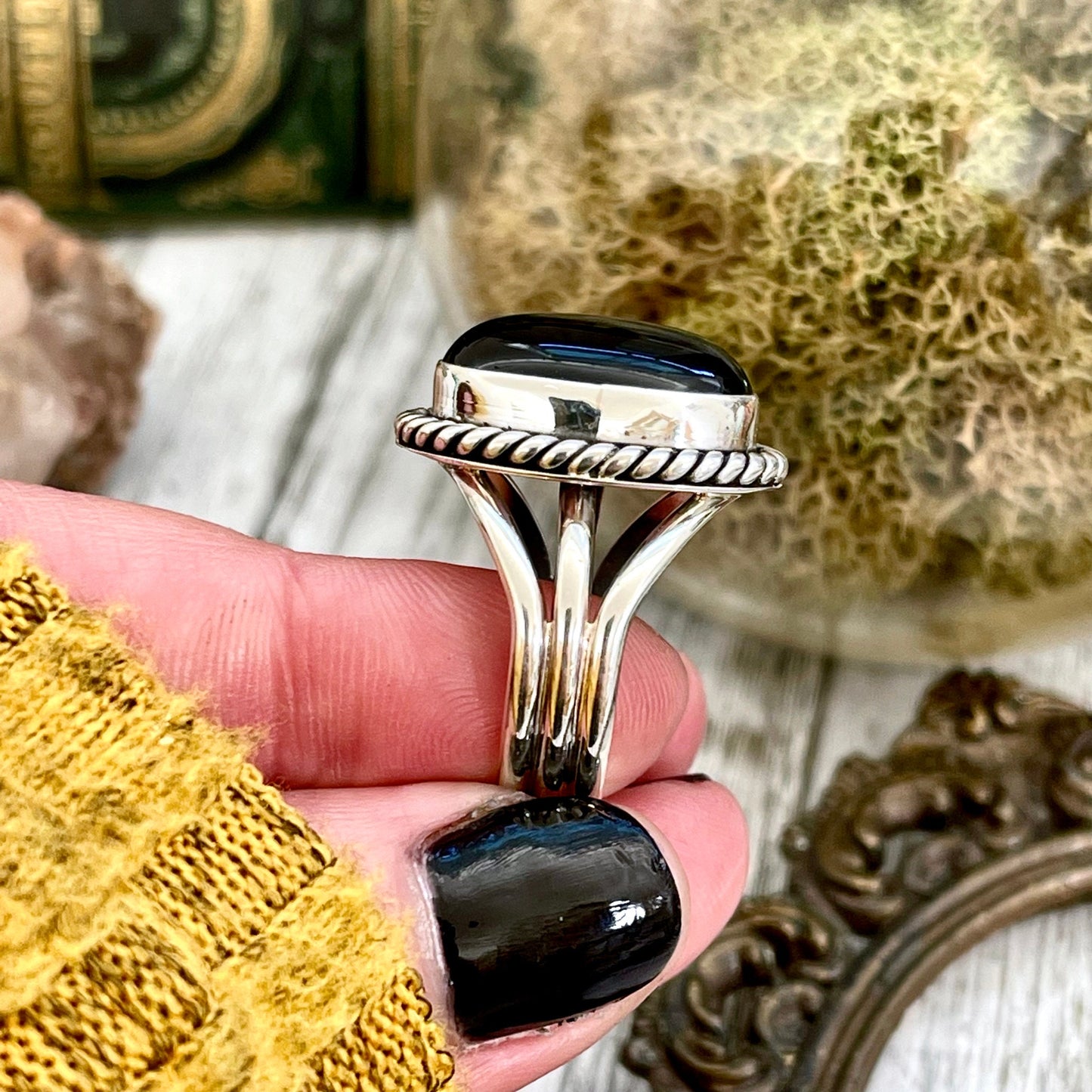Size 8 9 10 Black Onyx Statement Ring Set in Sterling Silver / Curated by FOXLARK Collection