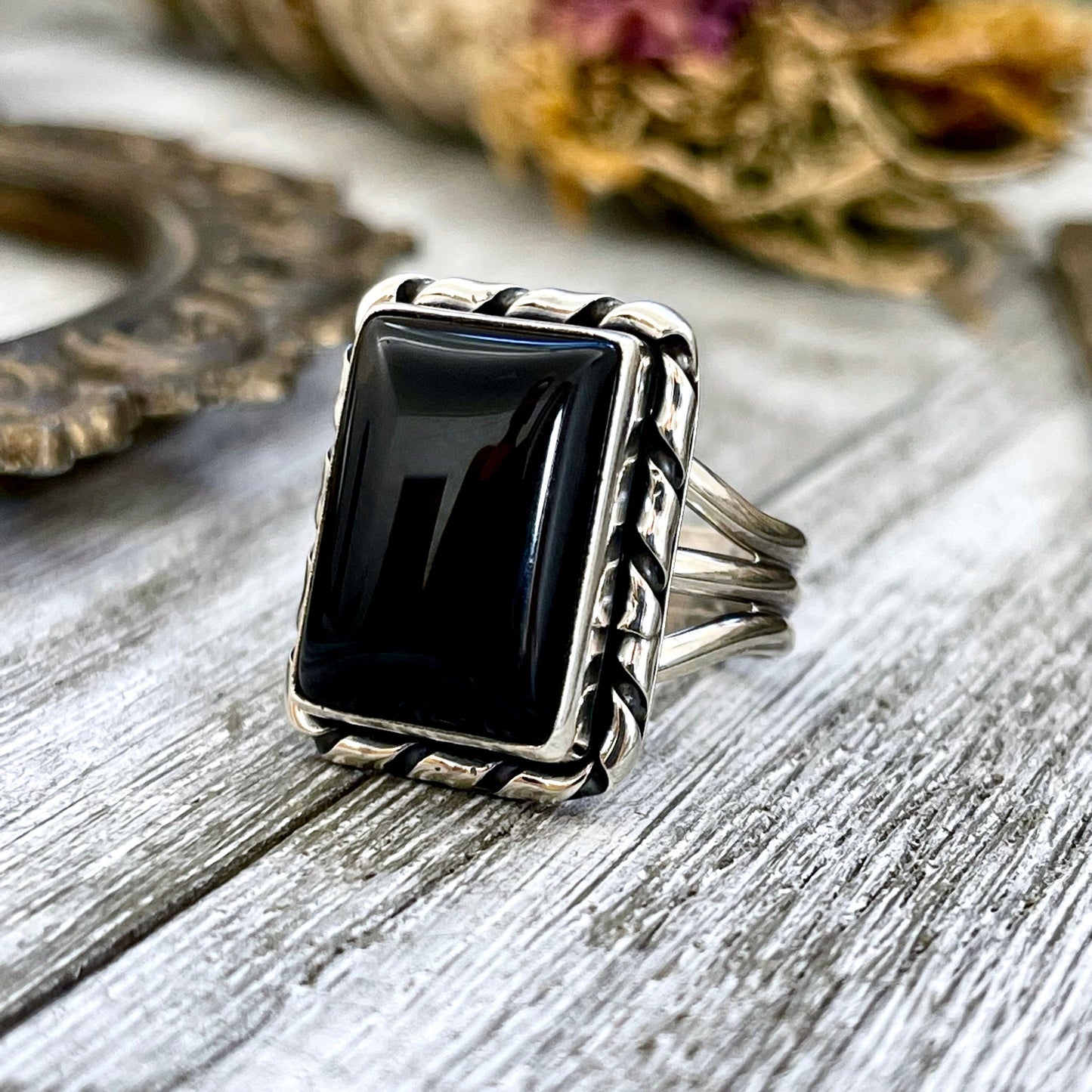 Big Statement Ring, Black Onyx Jewelry, Black Onyx Ring, Bohemian Ring, boho jewelry, boho ring, crystal ring, CURATED- RINGS, Etsy ID: 1325624276, Festival Jewelry, Foxlark Alchemy, gypsy ring, Jewelry, Large Crystal, Rings, Southwestern Jewelry, Stateme