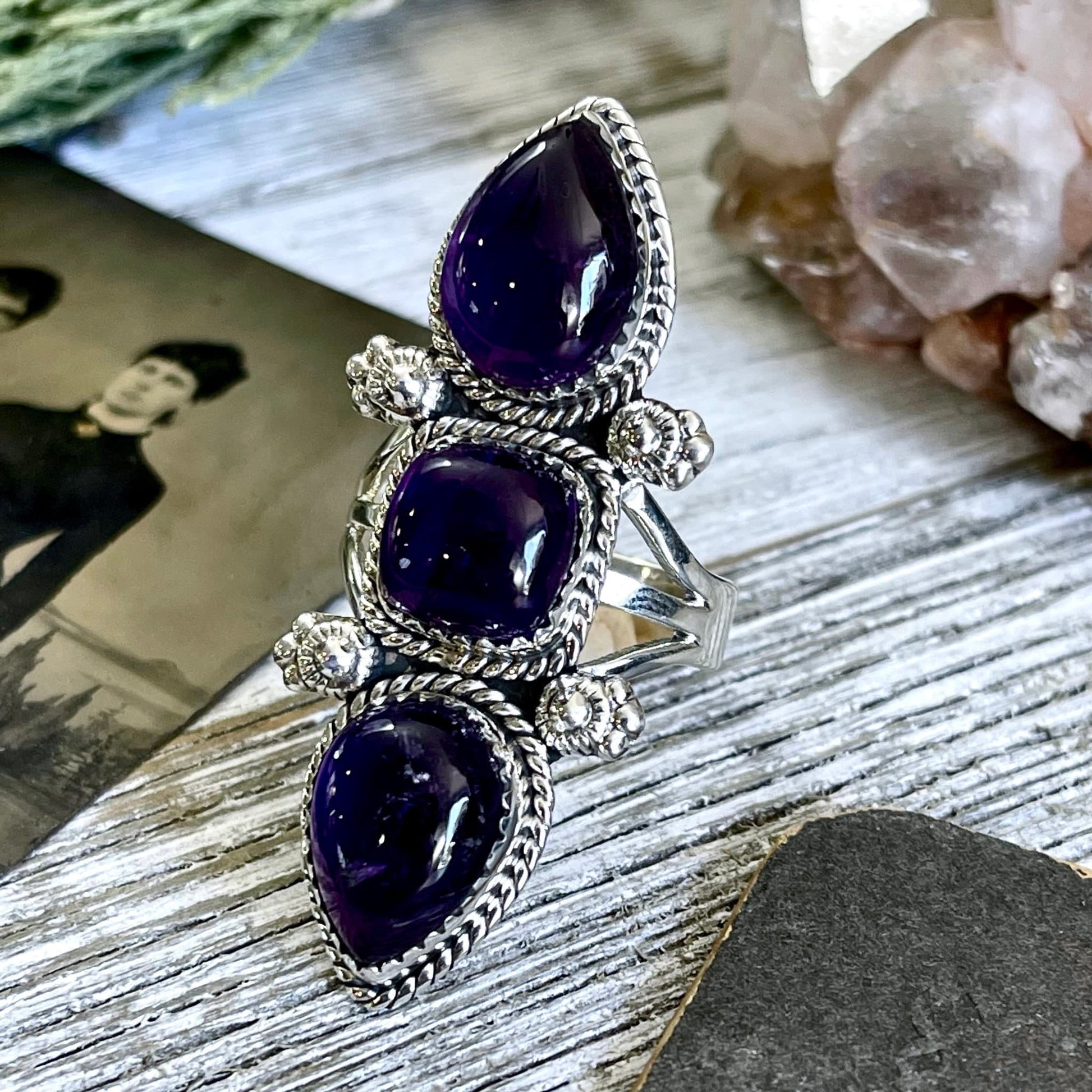 Amethyst Jewelry, Amethyst Ring, Big Crystal Jewelry, Big Crystal Ring, Big Stone Ring, Bohemian Ring, Boho Jewelry, Boho Ring, Etsy Id 1185689756, Foxlark Alchemy, Foxlark- Rings, Gift For Woman, Gypsy Ring, Jewelry, Rings, Statement Rings
