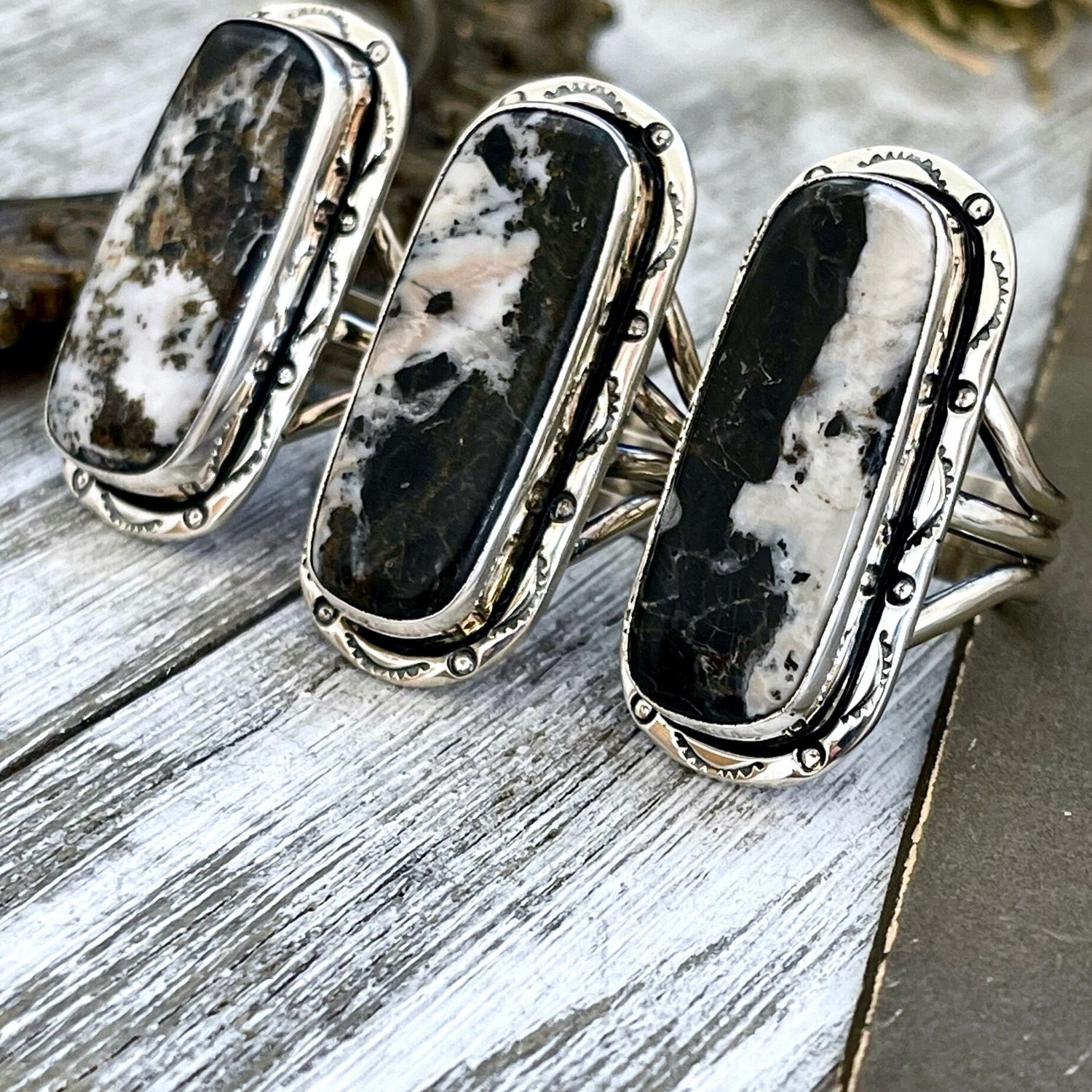 Size 10 Stunning White Buffalo Statement Ring Set in Sterling Silver / Curated by FOXLARK Collection