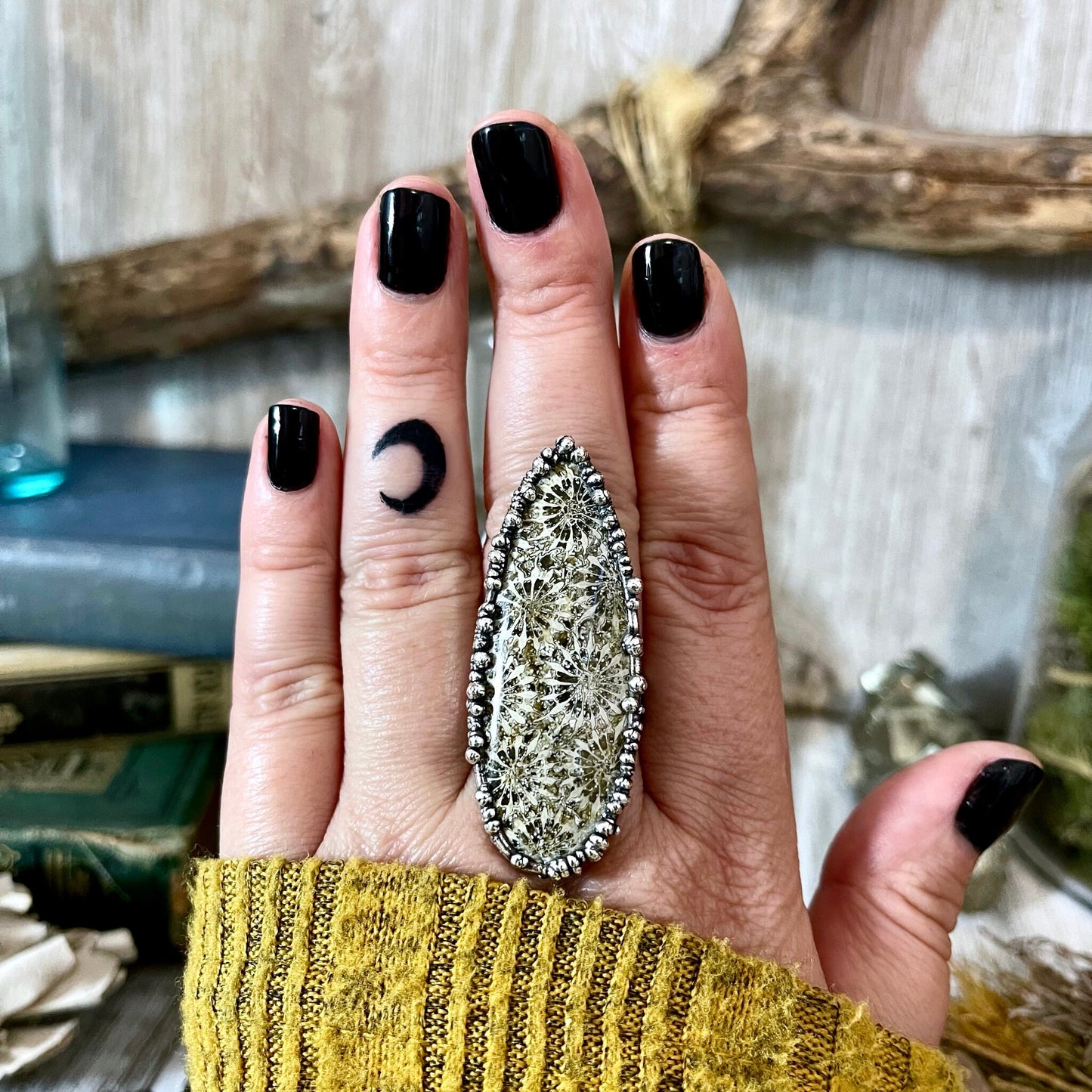 Size 8.5 Fossilized Coral Silver Statement Ring in Fine Silver / Foxlark Collection - One of a Kind