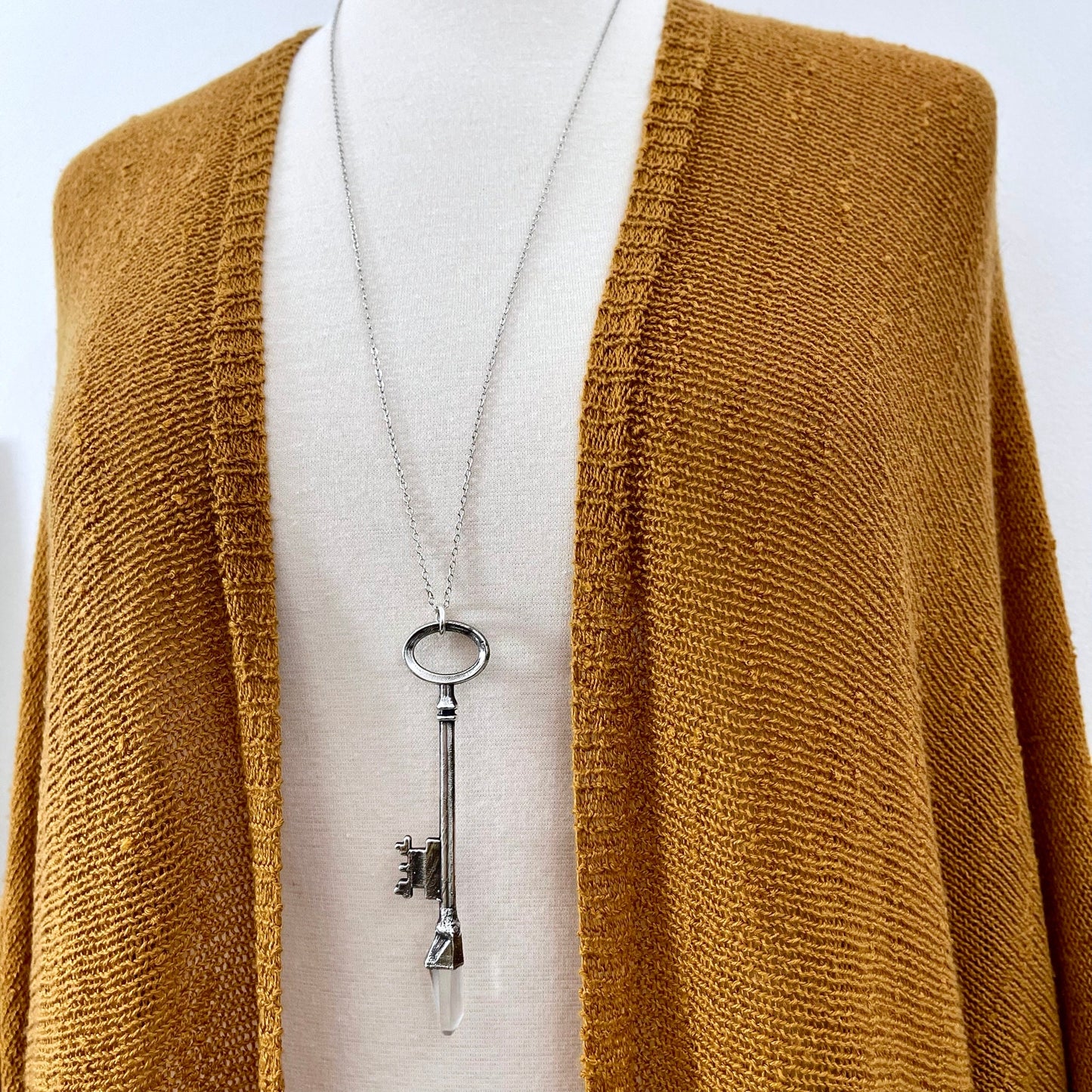 antique key necklace, Crystal Necklaces, Etsy ID: 1352918214, FOXLARK- NECKLACES, Gothic Jewelry, Jewelry, Necklaces, Raw Amethyst Jewelry, raw crystal jewelry, Raw crystal necklace, Raw Crystal Pendant, Raw Stone Jewelry, Skeleton Key, Steampunk Jewelry,