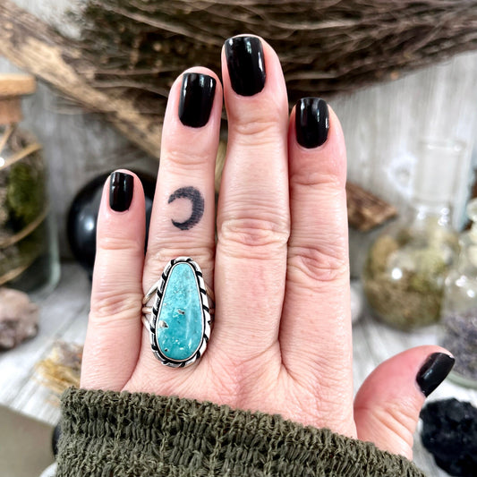 Size 9 Stunning Royston Turquoise Statement Ring Set in Sterling Silver / Curated by FOXLARK Collection