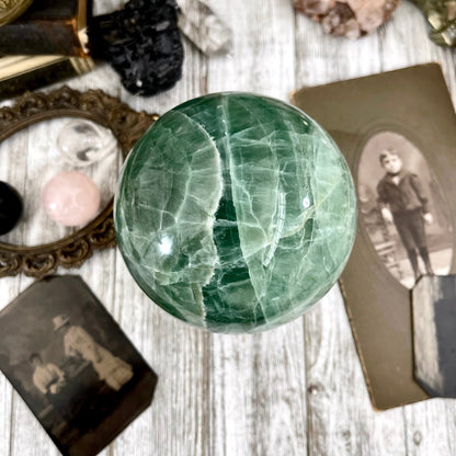 Large Green Fluorite Crystal Ball / FoxlarkCrystals.