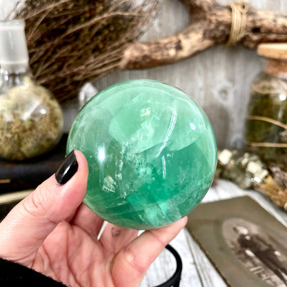 Large Green Fluorite Crystal Ball / FoxlarkCrystals.