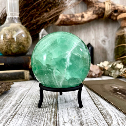 Large Green Fluorite Crystal Ball / FoxlarkCrystals.