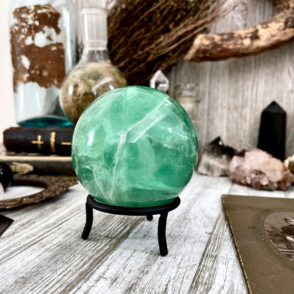 Large Green Fluorite Crystal Ball / FoxlarkCrystals.
